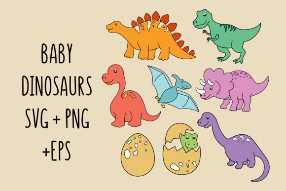 Download Baby Dinosaurs SVG Bundle Colored Art - Bundle Collection