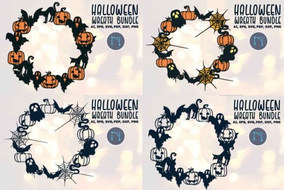 Download Halloween Bat Ghost Pumpkin Wreath SVG - Pumpkin wreath Collection