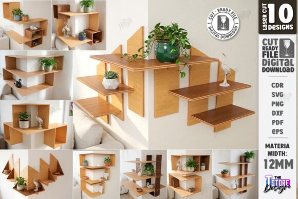 Download Modern Corner Shelf Laser Cut Bundle SVG - Bundle Collection