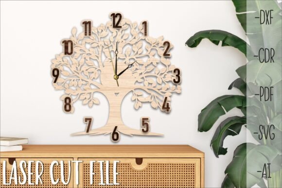 Download Wooden Wall Clock Laser Cut File | Tree - Clock laser cut file Collection
