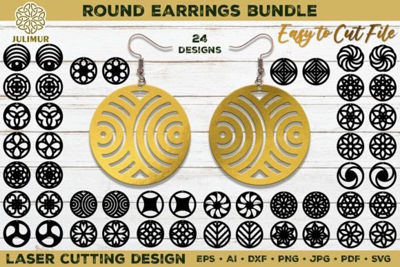 Download Laser Cutting Round Earrings Bundle - Bundle Collection