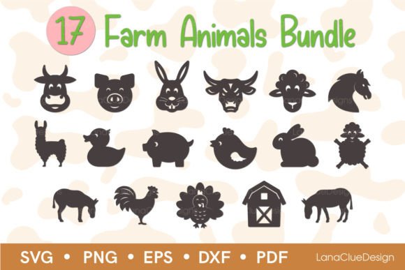 Download 17 Farm Animals Silhouettes SVG Bundle - Bundle Collection