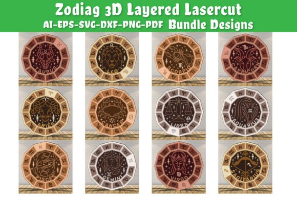 Download Zodiac 3D Layered Lasercut File BUNDLES - Premium Resources
