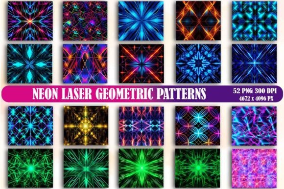 Download Neon Glowing Laser Geometric Pattern Bundle - Bundle Collection