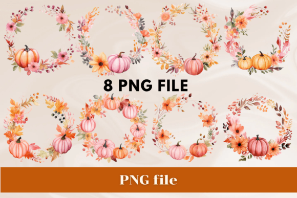 Download Watercolor Fall Autumn Pumpkin Wreath - Pumpkin wreath Collection