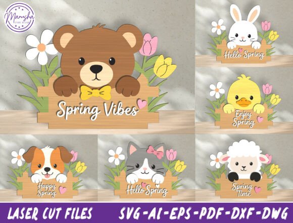 Download Spring Animal Sign Laser Cut SVG Bundle - Bundle Collection