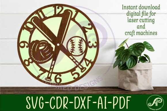 Download Baseball Clock Wall Clock Laser Cut File - Clock laser cut file Collection