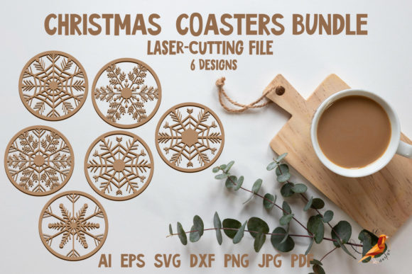 Download Christmas Coaster Bundle SVG Laser Cut - Bundle Collection