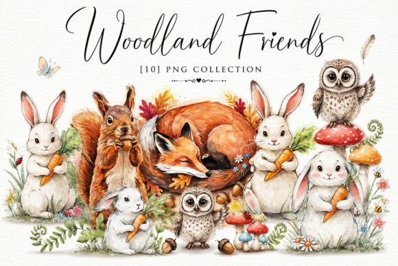 Download Cute Woodland Animals Clipart Bundle PNG - Bundle Collection