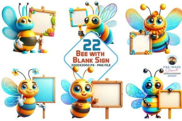 Download Bee with a Blank Sign Clipart Bundle - Bundle Collection