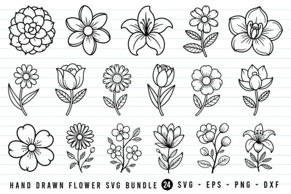 Download Hand Drawn Flower SVG Bundle - Bundle Collection