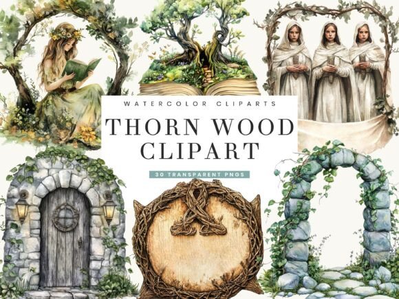 Download Watercolor Thorn Wood Clipart Bundle - Bundle Collection