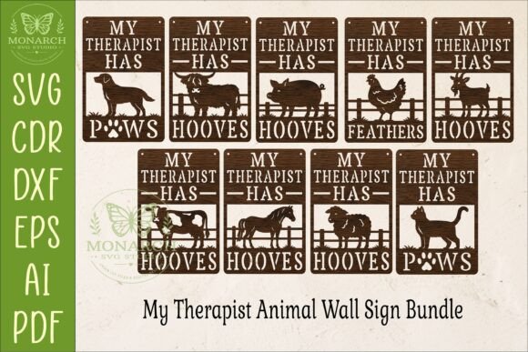 Download My Therapist Animal Wall Sign Bundle SVG - Bundle Collection