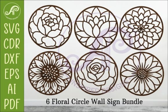 Download 6 Floral Circle Wall Sign SVG Bundle - Bundle Collection