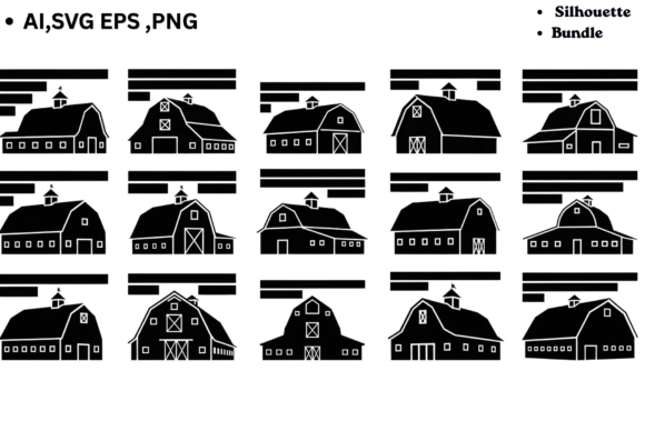 Download Barn SVG Bundle Clipart Farm Silhouettes - Bundle Collection