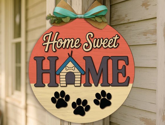 Download Dog Paw Home Sweet Home Laser Cut File - Premium Resources