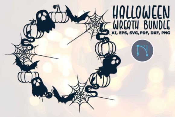 Download Halloween Bat Ghost Pumpkin Wreath SVG - Pumpkin wreath Collection