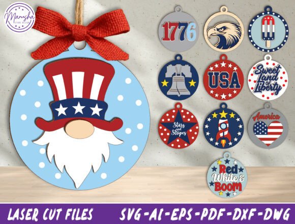 Download Patriotic Gnome Ornament SVG Bundle - Bundle Collection