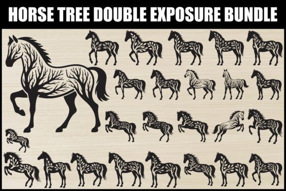 Download Horse Tree Double Exposure Bundle - Bundle Collection