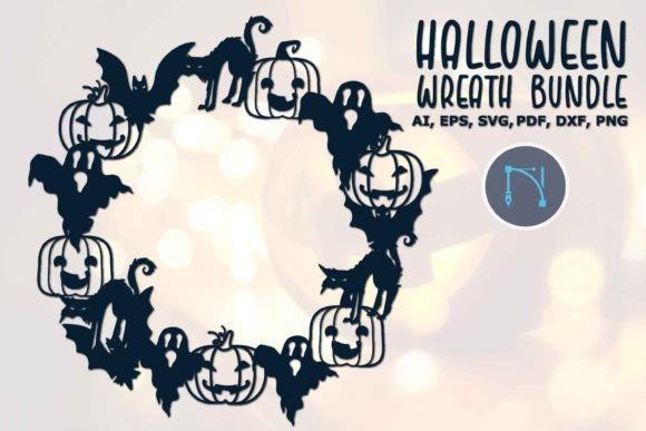 Download Halloween Bat Ghost Pumpkin Wreath SVG - Pumpkin wreath Collection