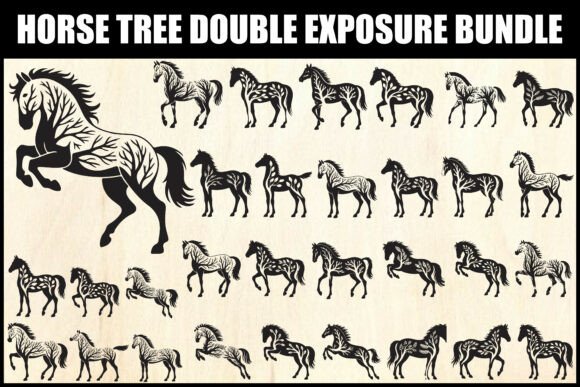 Download Horse Tree Double Exposure Bundle - Bundle Collection